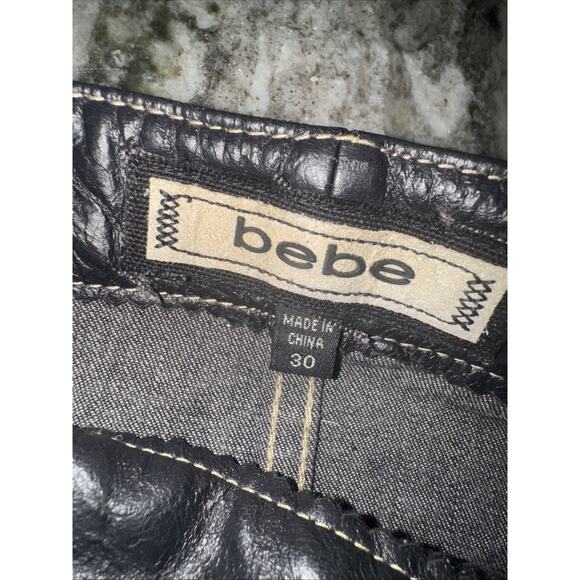 Vintage Bebe Micromini Skirt Women 30 Black Leather Pocket Short Y2K ( J4) - Picture 3 of 4